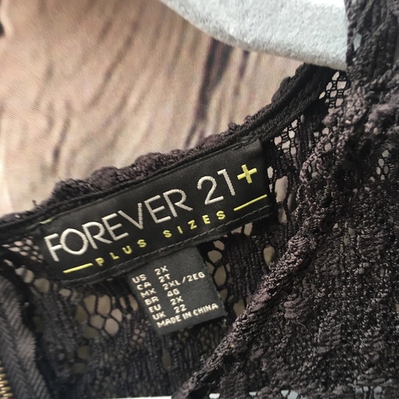 Black Lace Peplum Top- Forever 21 - 2X - Picture 7 of 13